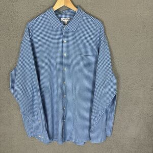 Peter Millar Shirt Men's‎ XXL Blue Check Long Sleeve Button Up Polyester Casual